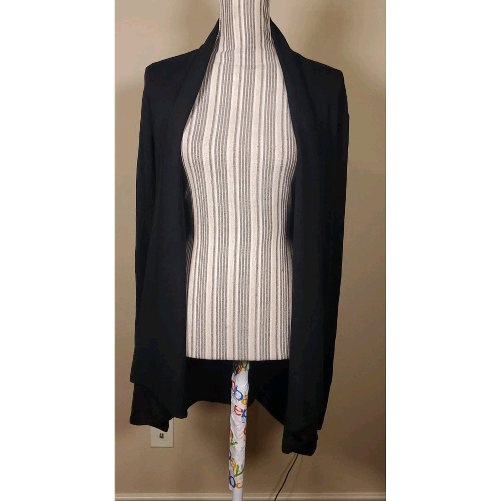 Athleta‎ Pranayama Wrap Women's Sz L Cardigan Thumbhole  Open Yoga Casual Black - Picture 2 of 10